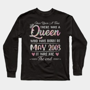 Girls 17th Birthday Queen May 2003 17 Years Old Long Sleeve T-Shirt